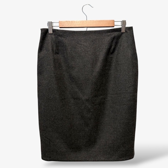 Jil Sander Gray Pencil Skirt Wool Cashmere Blend Pleated Front Size 38 - Picture 8 of 11